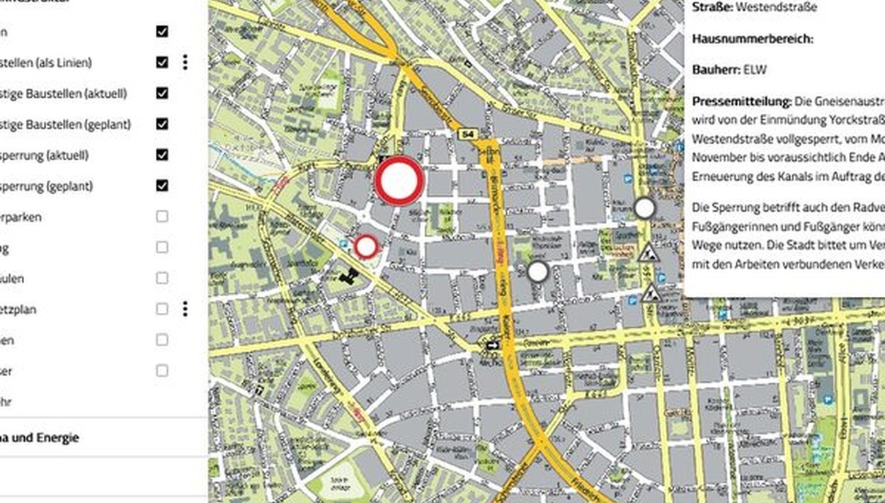 Baustellenmeldungen in Wiesbaden jetzt im digitalen Stadtmodell