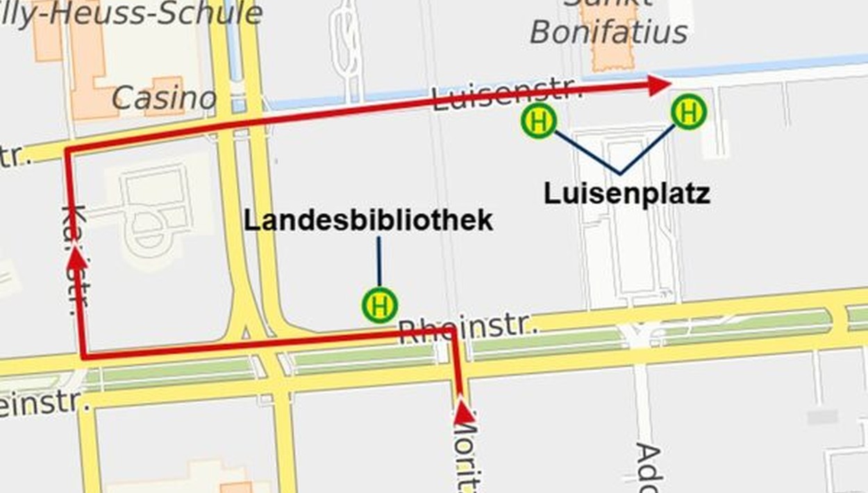 Sperrung in Schwalbacher Straße führt zu Umleitungen auf mehreren Buslinien in Wiesbaden